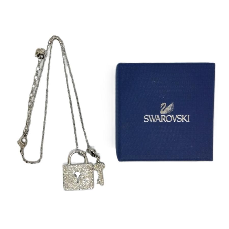 SWAROVSKI スワロフスキー ネックレス  鍵モチーフ ラインストーン    シルバーカラー レディース / 240001197760 SWAROVSKI - □新品同様□ SWAROVSKI スワロフスキー キー 鍵 ライン