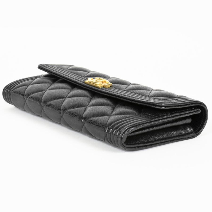 CHANEL ボーイシャネル キャビアスキン ロングウォレット ブラック BOY CHANEL シャネル ボーイシャネル 長財布 キャビアスキン