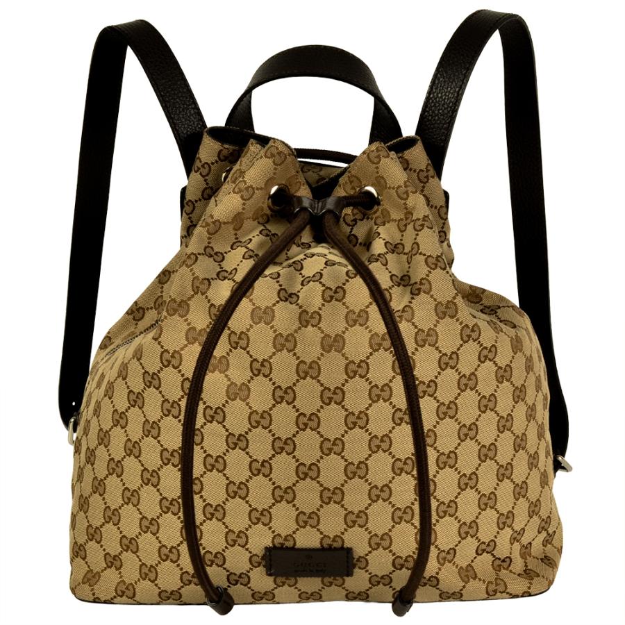 美品　GUCCI リュックサック　GG　キャンバス　ショルダーバッグ レザー GGキャンバス グッチ GUCCI リュック レザー ベージュ シルバー