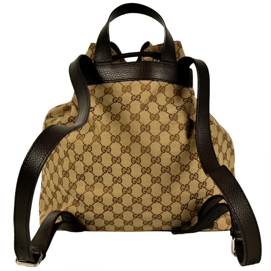 GGキャンバス グッチ GUCCI リュック レザー ベージュ シルバー
