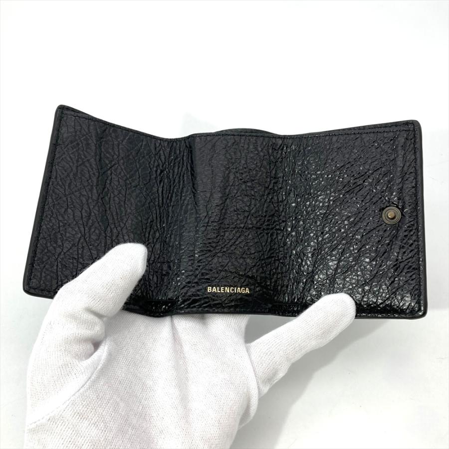 新品未使用品　箱付き　BALENCIAGA 三つ折り財布　レザー　ブラック BALENCIAGA（バレンシアガ） 財布 三つ折り ブラック 593813 1IZIM