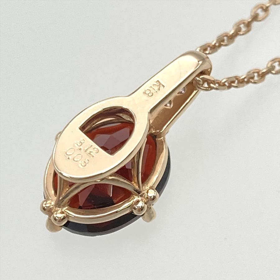 ラソマ LA SOMA ネックレス ガーネット 3.12ct K18PG 4.4g ピンク