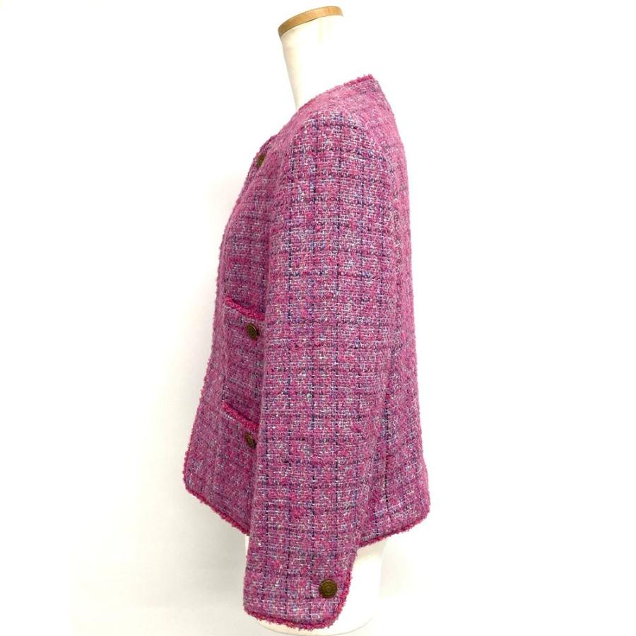 CHANEL シャネル モヘア混 ツイード ノーカラージャケット