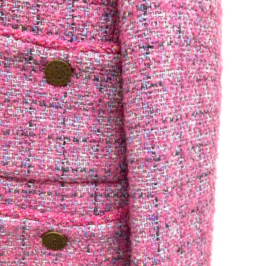 CHANEL シャネル モヘア混 ツイード ノーカラージャケット