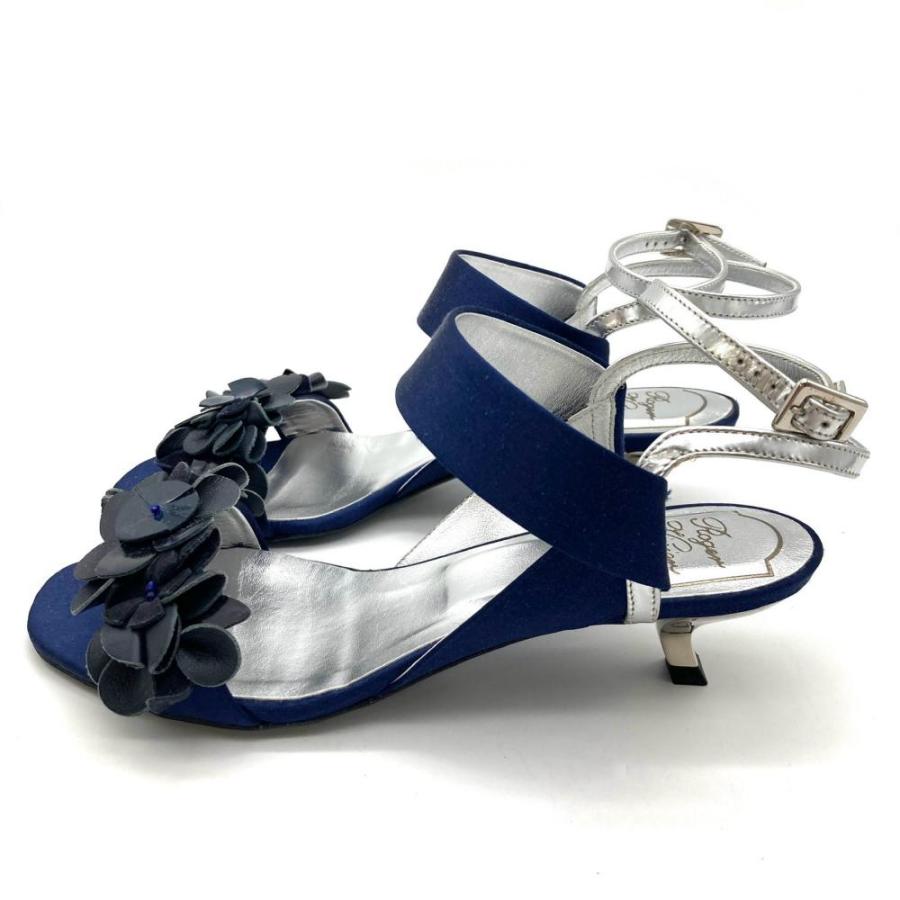 ロジェヴィヴィエ Roger vivier フラワーモチーフ サンダル ネイビー