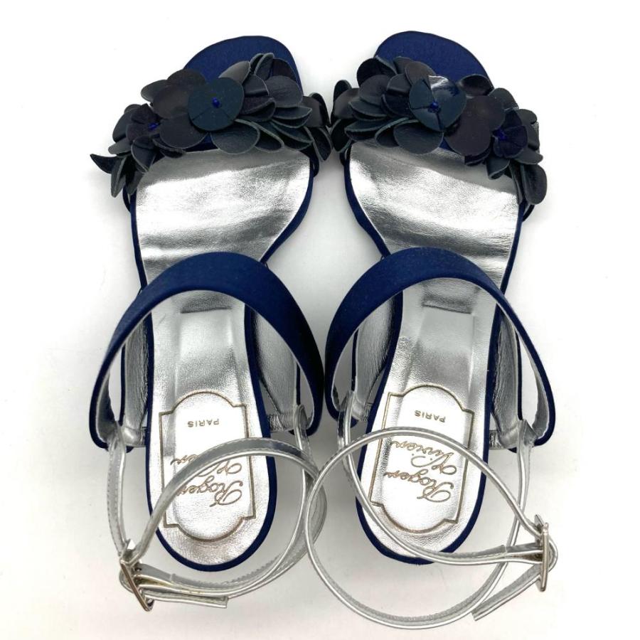 ロジェヴィヴィエ Roger vivier フラワーモチーフ サンダル ネイビー