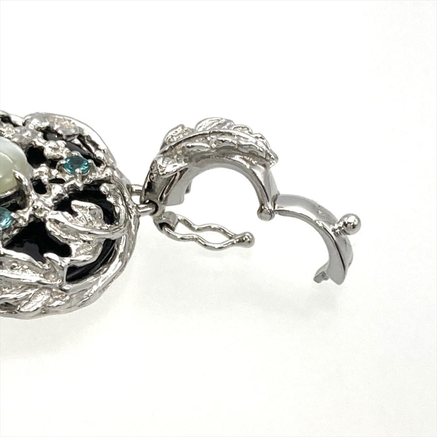 ネックレス トルマリン 0.18ct Pt900 Pt850 K18WG キャッツアイ 0.77ct