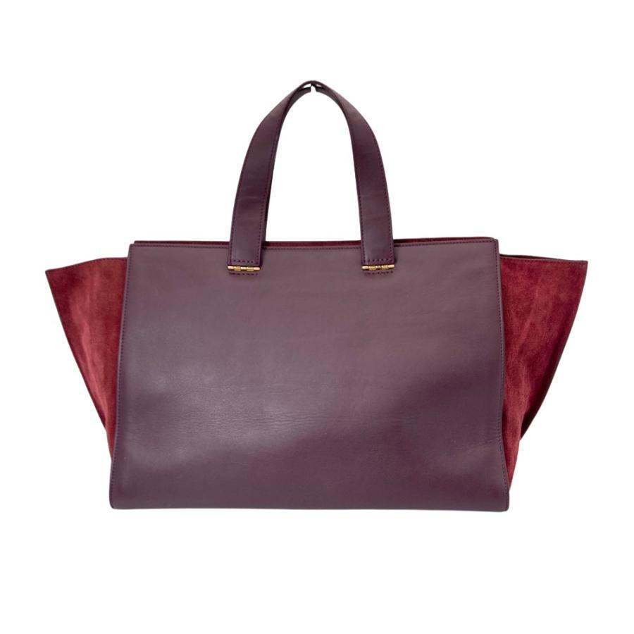 ジョルジオアルマーニ　トートバッグ　レザー　ゴールド金具　自立型　ボルドー ジョルジオアルマーニ GIORGIO ARMANI トートバッグ カーフ スエード