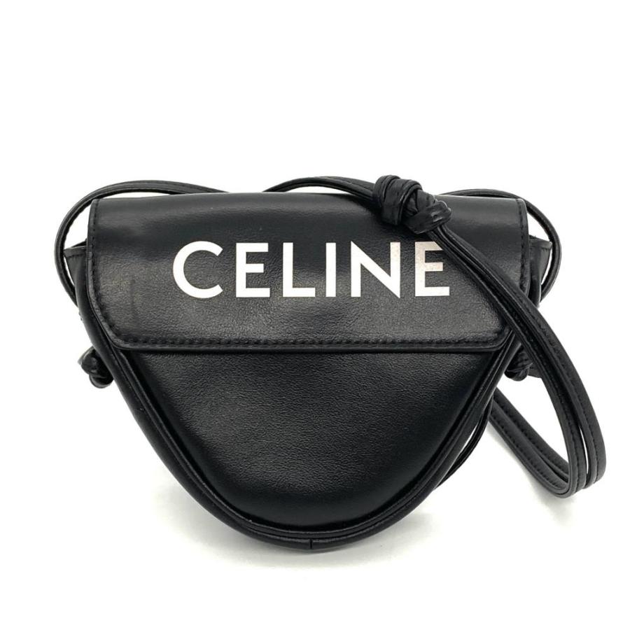 CELINE ロゴ入り レザーショルダーバッグ CELINE セリーヌ ロゴ トライアングル ショルダーバッグ レザー