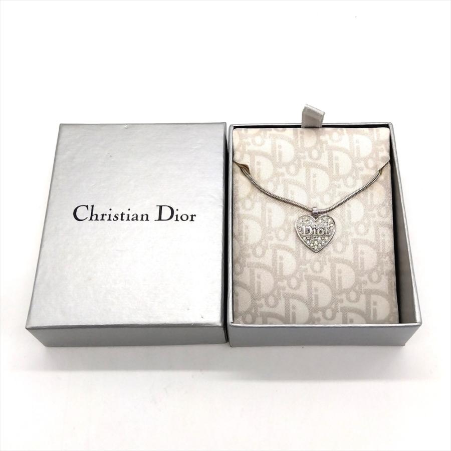ディオール Dior ハートモチーフ ロゴ ネックレス ラインストーン