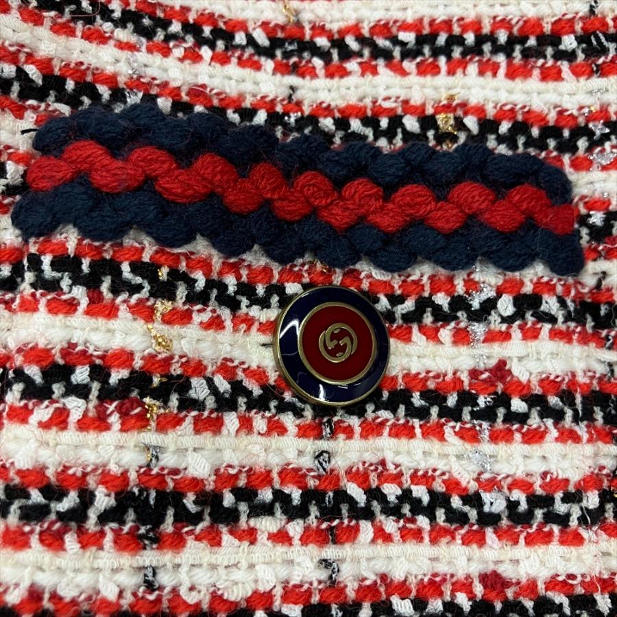 GUCCI グッチ ツィード 半袖 ワンピース 497622 レッド 46 GUCCI グッチ ツィード 半袖 ワンピース 497622 レッド 46