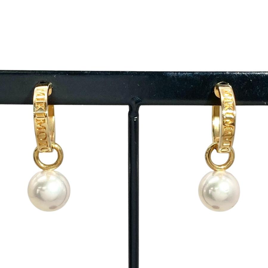 MIKIMOTO（ミキモト） ロゴ パールチャーム 7.5mm イヤリング K18YG