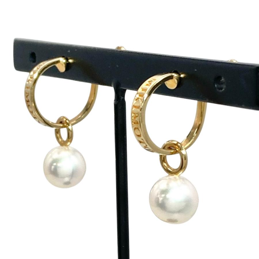 MIKIMOTO（ミキモト） ロゴ パールチャーム 7.5mm イヤリング K18YG 