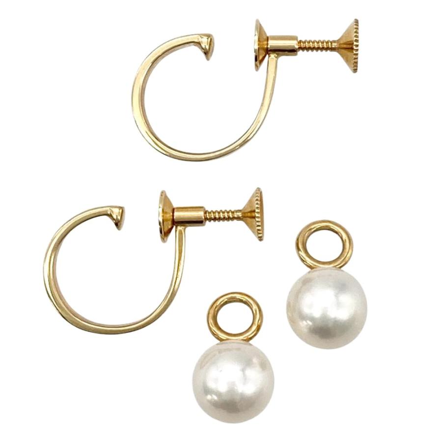 MIKIMOTO（ミキモト） ロゴ パールチャーム 7.5mm イヤリング K18YG