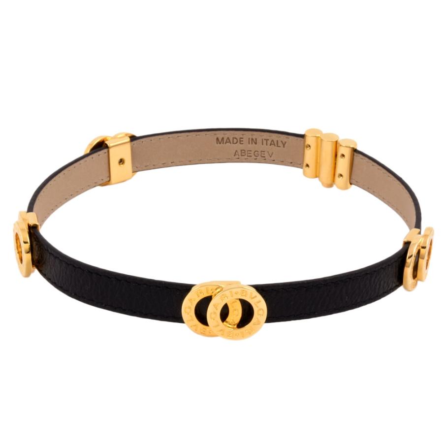 BVLGARI ブルガリレザー 2連ブレスレット　ブラック系×シルバー系 BVLGARI ブルガリ ダブルコイルド ブレスレット レザー ブラック