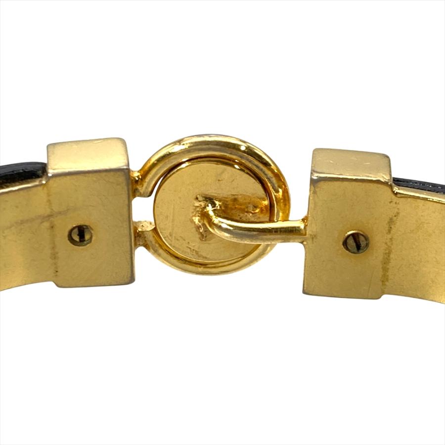 LOEWE（ロエベ） アナグラム ロゴ バングル カフ レザー ブラック