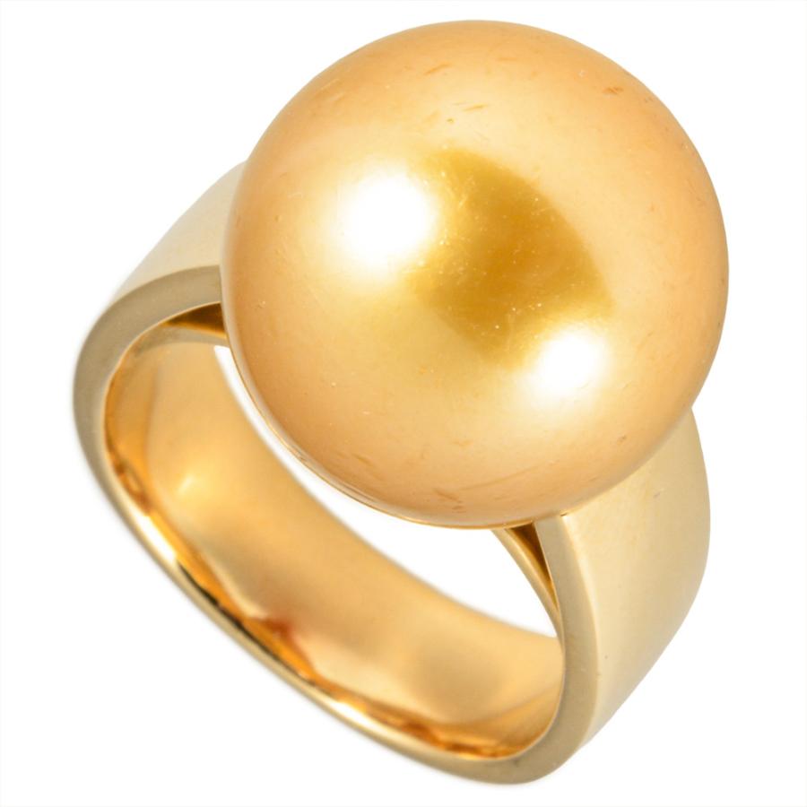 タサキ TASAKI ゴールデンパール 14.5mm 約12号 リング 指輪 K18YG