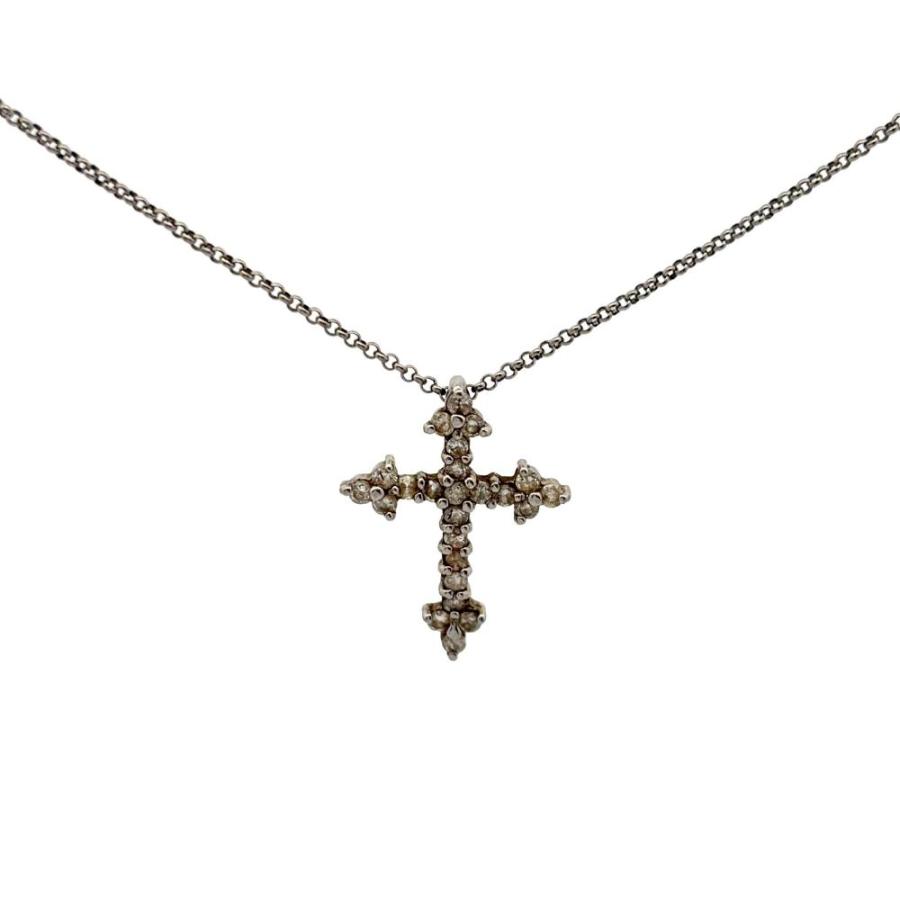 レディース 【美品】0.3ct ダイヤモンド クロスデザイン ネックレス 