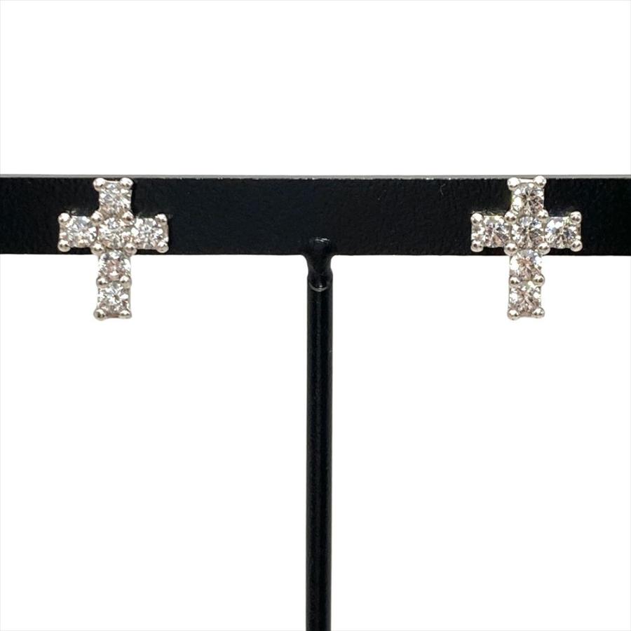 スタージュエリー STAR JEWELRY クロス ピアス K18WG 1.8g ホワイト