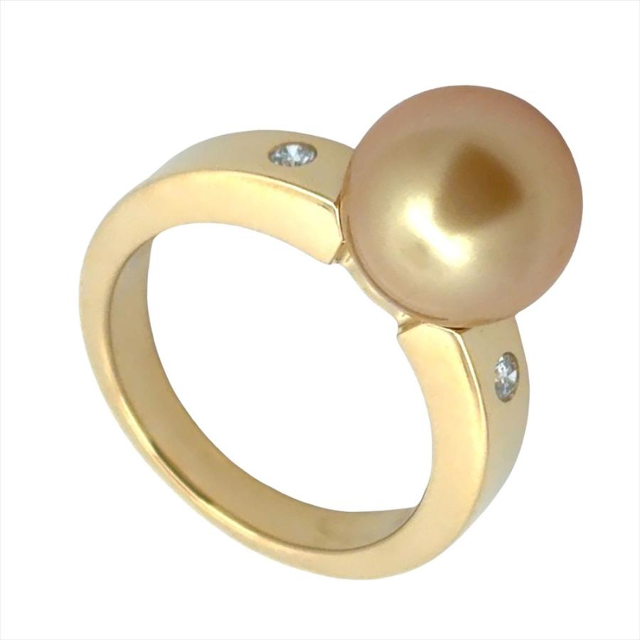 タサキ TASAKI ゴールデンパール 10mm リング 指輪 ダイヤモンド 0.06