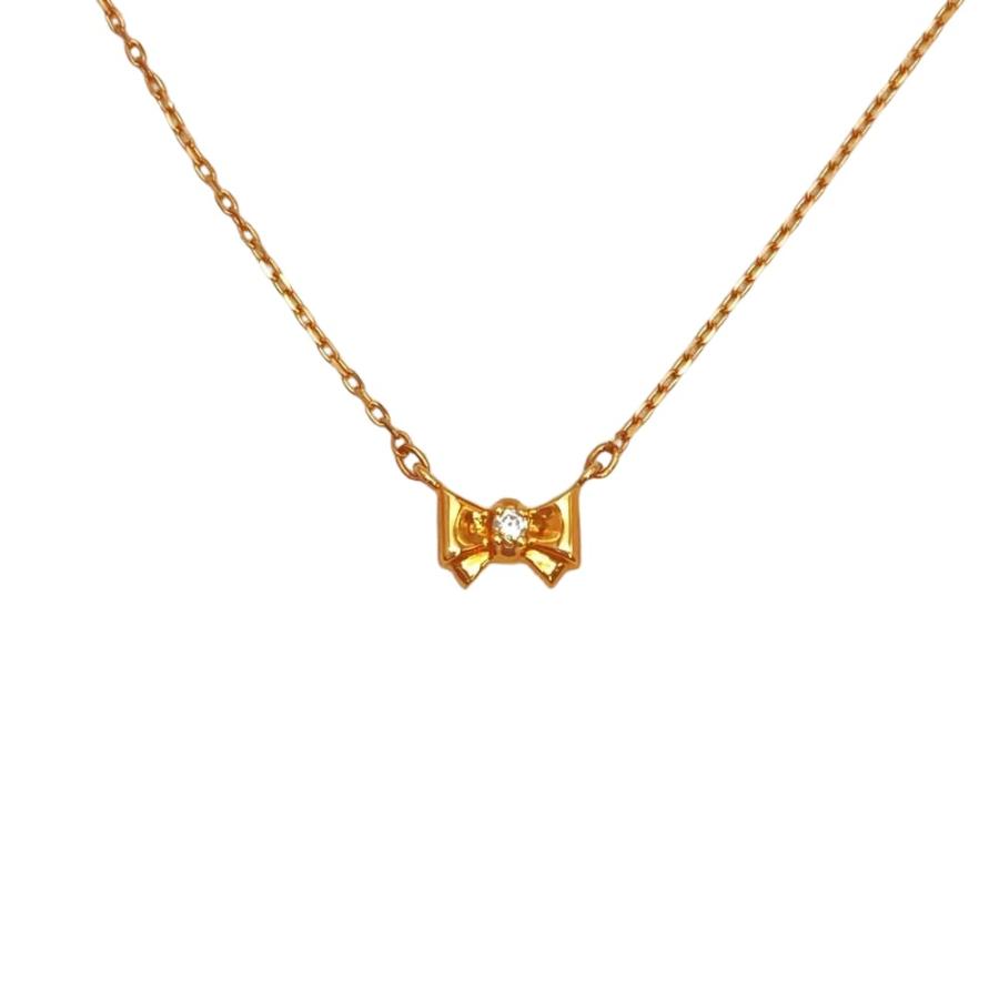 スタージュエリー STAR JEWELRY 1Pダイヤ リボン モチーフ ネックレス