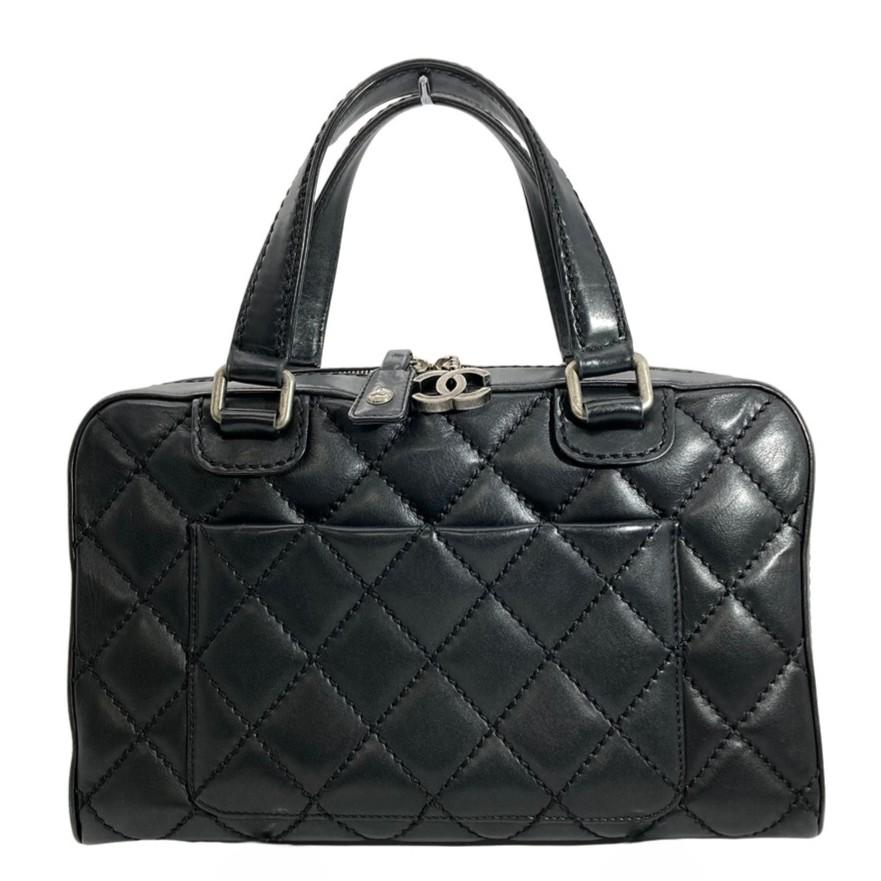 CHANEL ブラック ワイルドステッチ　バッグ CHANEL（シャネル） ワイルドステッチ ハンドバッグ ブラック シルバー