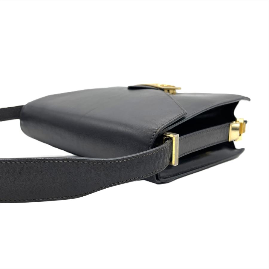 CELINE（セリーヌ） 馬車金具 ショルダーバッグ レザー ブラック