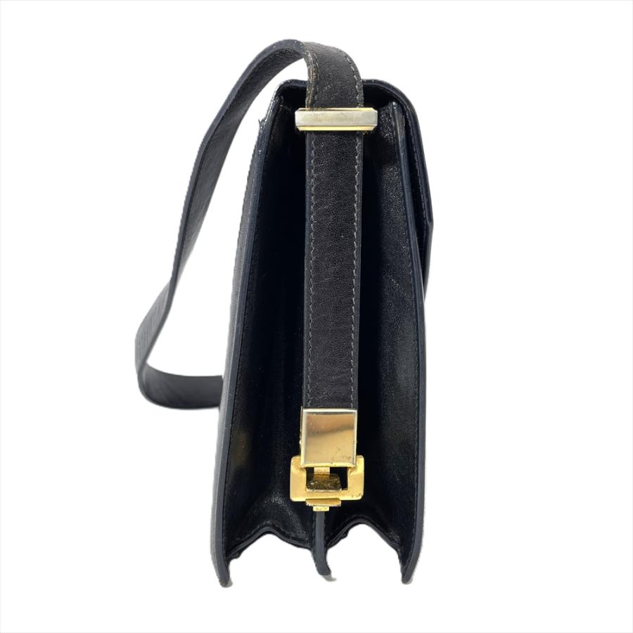 CELINE（セリーヌ） 馬車金具 ショルダーバッグ レザー ブラック