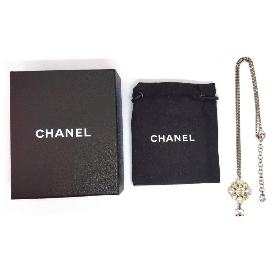 CHANEL ココマーク ラインストーン ネックレス シルバー 箱保存袋付 正規 CHANEL（シャネル） ココマーク ビジュー ラインストーン ネックレス
