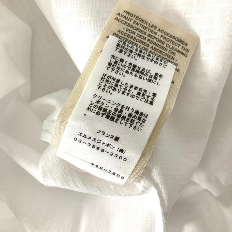HERMESエルメス★コットンリボン柄長袖Tシャツ ホワイト ブラウンM IMG_3924.jpg