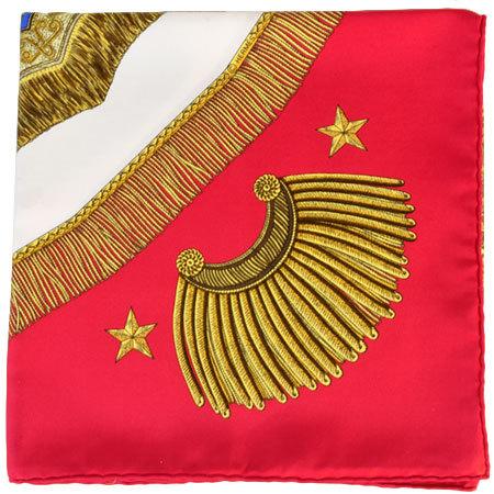 HERMES シルクスカーフ サーベル飾り袋 エルメス カレ90 Poste et Cavalerie サーベル飾袋 スカーフ