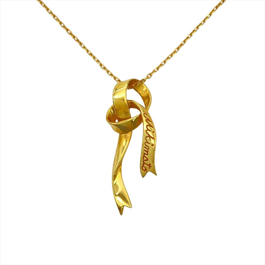MIKIMOTO（ミキモト） リボンモチーフ ネックレス K18YG 5.7g イエロー
