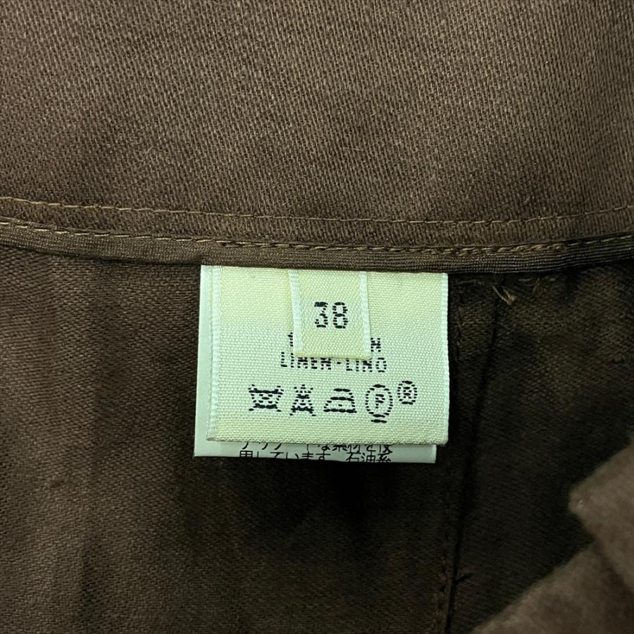 HERMES エルメス ワイド リネン パンツ 麻 ブラウン 38