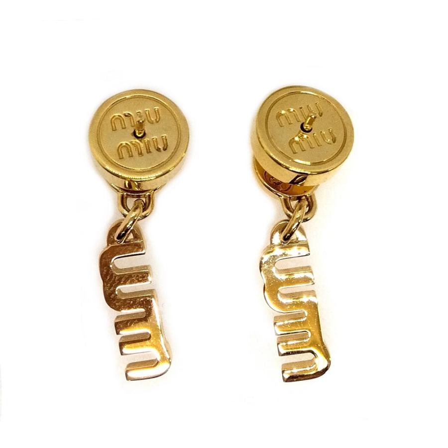 miu miu（ミュウミュウ） ロゴ ピアス メタル 5IO061 2F7U ゴールド
