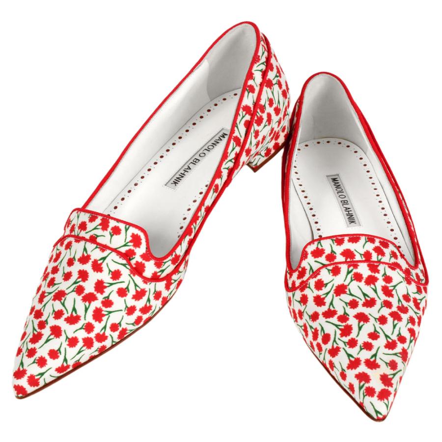 マノロ ブラニク MANOLO BLAHNIK フラットシューズ パンプス コットン  