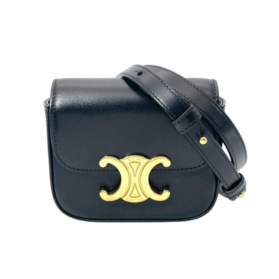 CELINE トリオンフ ショルダーバッグ ブラック TRIOMPHE セリーヌ CELINE ミニ クロード トリオンフ ショルダーバッグ