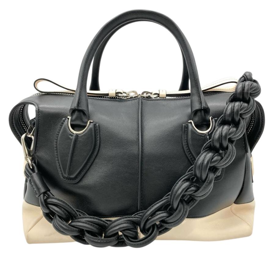 トッズ TOD'S D スタイリング ショルダーバッグ レザー シルバー金具