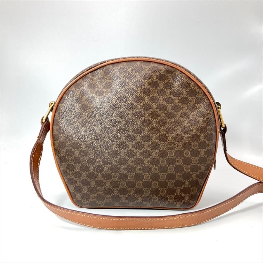 CELINE（セリーヌ） マカダム柄 ショルダーバッグ レザー ブラウン