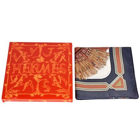 HERMES エルメス カレ90 シルクスカーフ 砂漠の革飾り CUIRS DU
