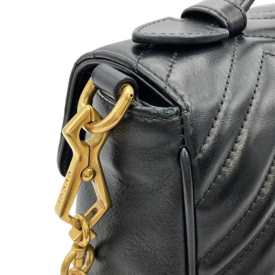 グッチ GUCCI GGマーモント ハンドバッグ ショルダーバッグ 2WAY レザー 498110 ブラック レディース【中古】 GG Marmont グッチ GUCCI GGマーモント ハンドバッグ ショルダーバッグ