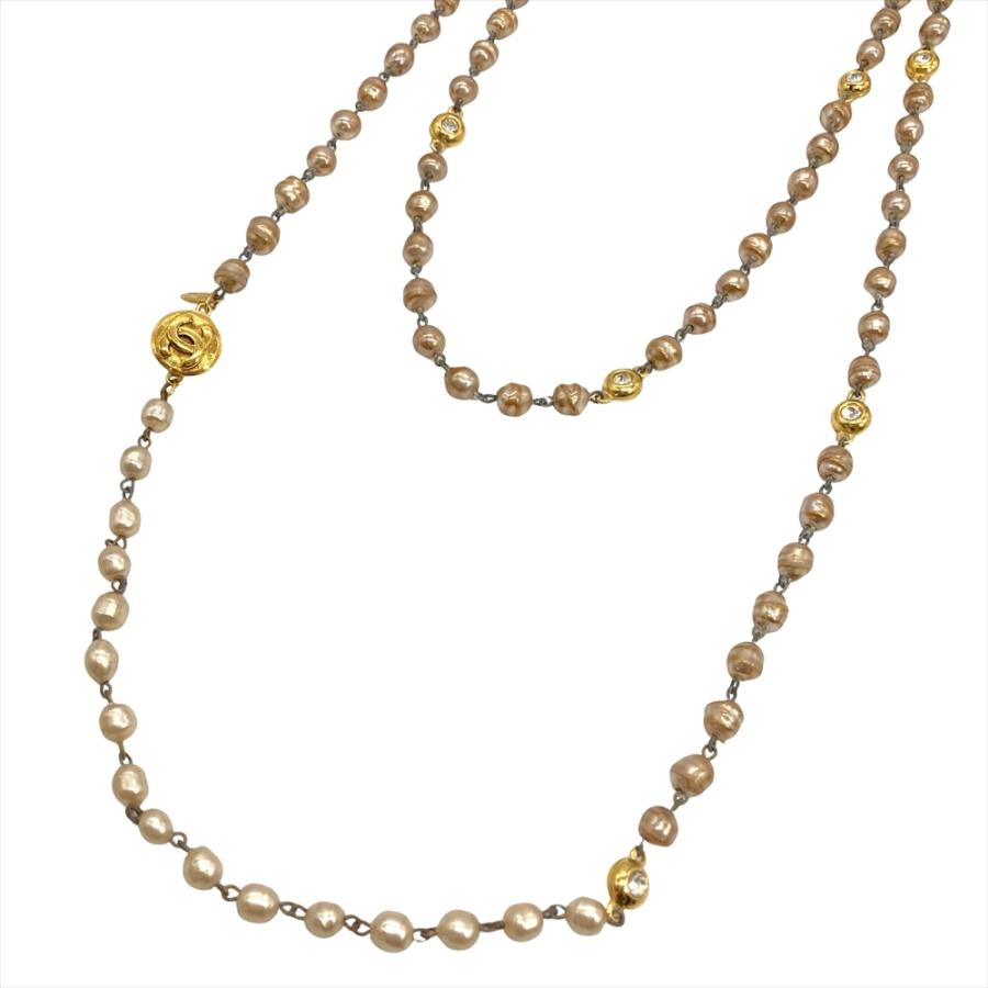 CHANEL フェイクパール ヴィンテージ ロングネックレス CHANEL シャネル ヴィンテージ ロング ネックレス メタル フェイク