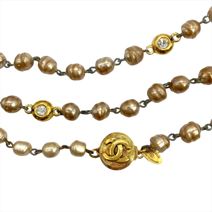 CHANEL シャネル ヴィンテージ ロング ネックレス メタル フェイク