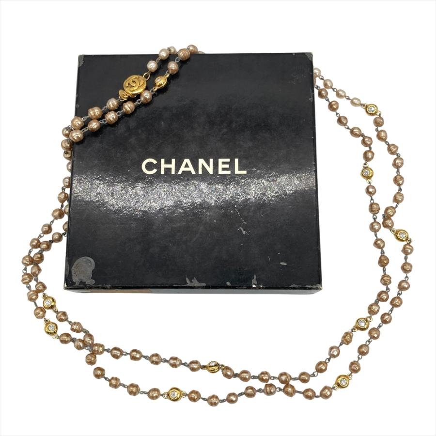 CHANEL シャネル ヴィンテージ ロング ネックレス メタル フェイク