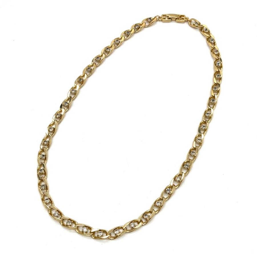 GIVENCHY ヴィンテージネックレス ゴールド×ラインストーン ジバンシィ GIVENCHY ネックレス メタル ゴールド チェーン ライン