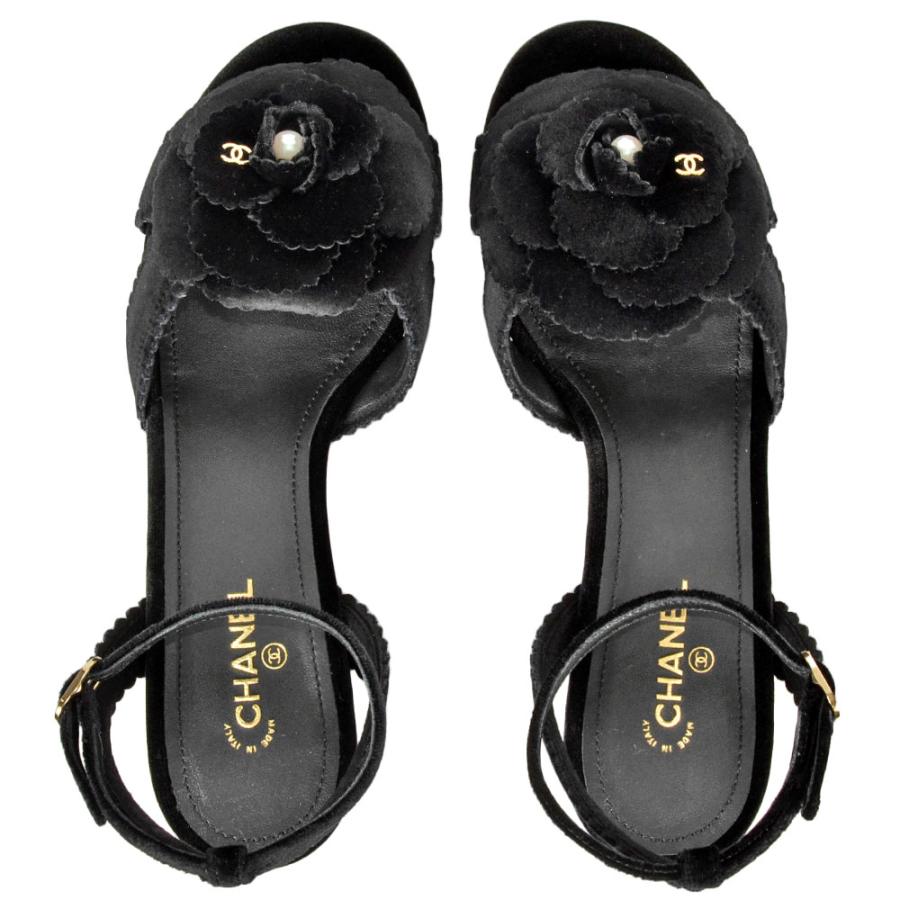 CHANEL（シャネル） カメリア ポインテッドトゥ サンダル ベルベット