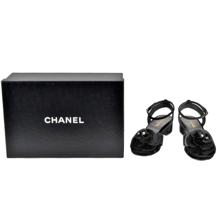 CHANEL（シャネル） カメリア ポインテッドトゥ サンダル ベルベット