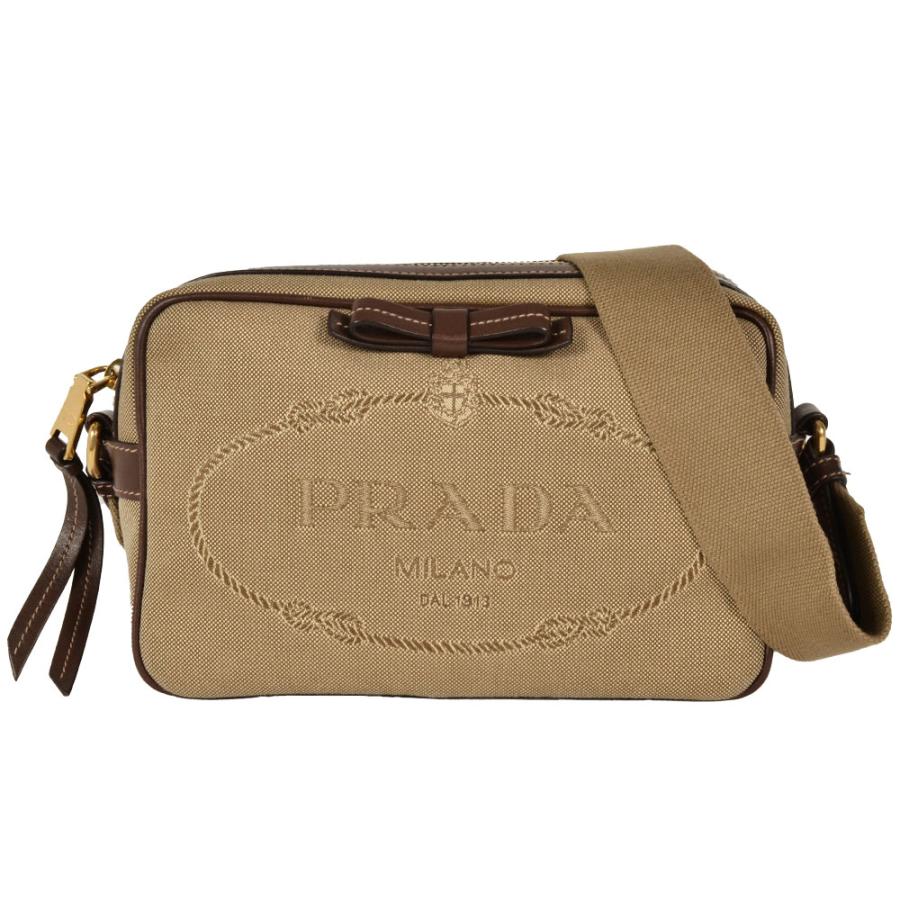 PRADA（プラダ） ロゴ ショルダーバッグ ジャガード 1BH089 ベージュ