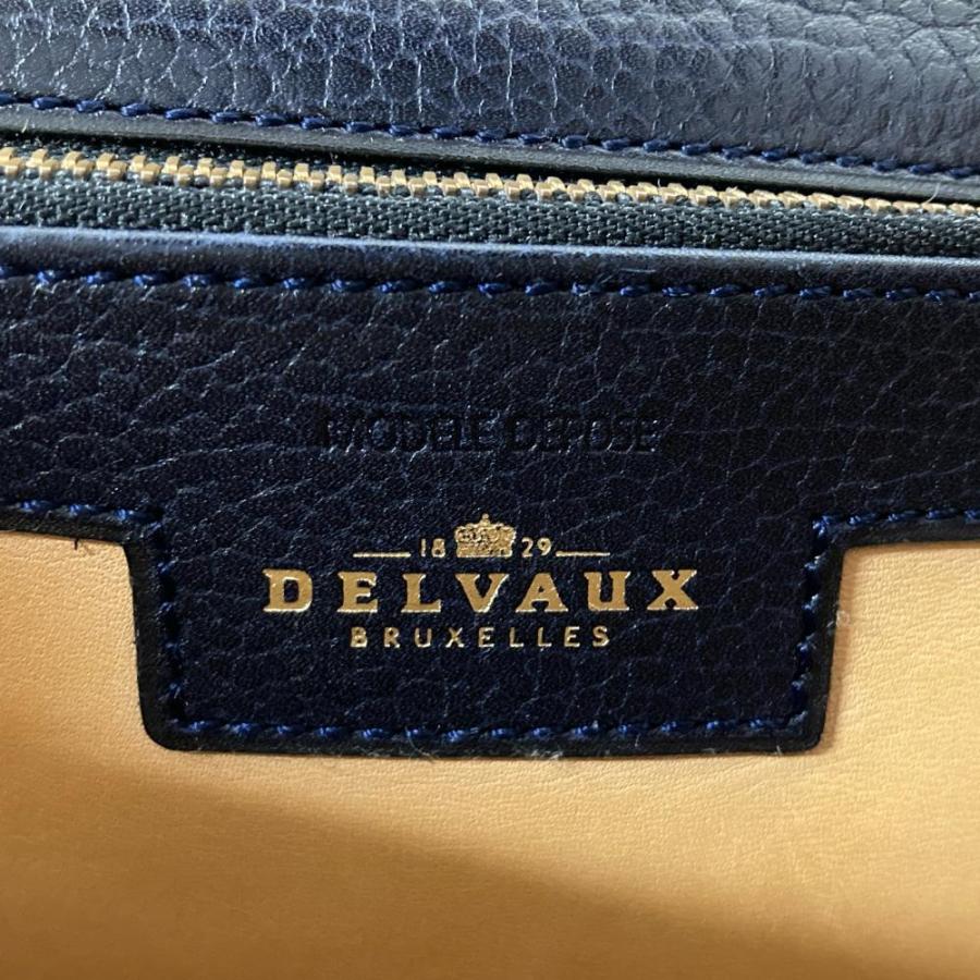 デルヴォー DELVAUX ブリヨンMM ハンドバッグ ネイビー ゴールド金具