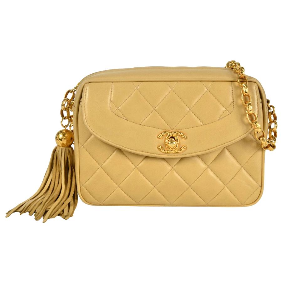 シャネル マトラッセ ラムスキン チェーンショルダーバッグ がま口 ゴールド マトラッセ シャネル CHANEL ショルダーバッグ ラムスキン ベージュ