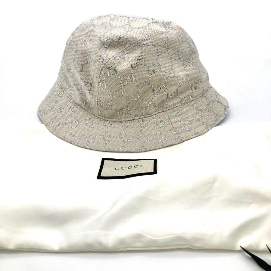 試着のみ　未使用　GUCCI 帽子　ラメバケットハット　レディース GUCCI（グッチ） GUCCI GGラメ バケット ハット 631951 ベージュ S